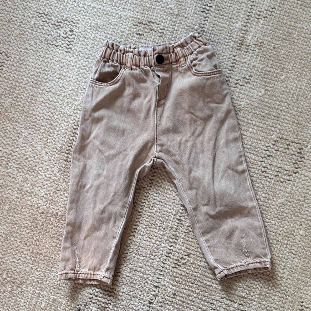 Zara Kids Tan Elastic Waist Jeans